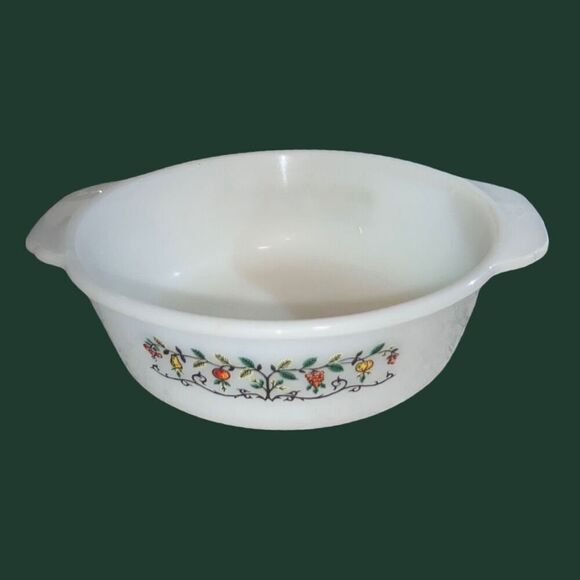 Vintage Fire King FRUIT TREE Casserole Baking Dish #457 - Picture 1 of 4